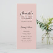 Elegant 80e Programma Menu+Bedankt Blush Pink (Staand voorkant)