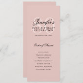 Elegant 80e Programma Menu+Bedankt Blush Pink (Voorkant / Achterkant)