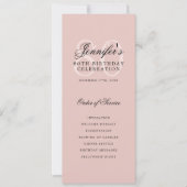 Elegant 80e Programma Menu+Bedankt Blush Pink (Voorkant)