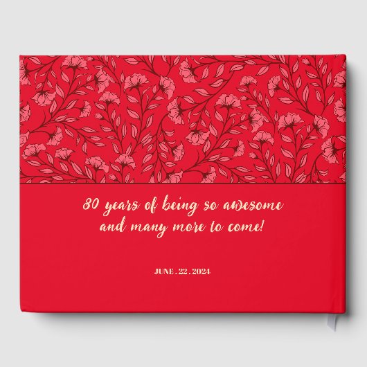Elegant 80e verjaardag Gastenboek (ROOD) (Achterkant)
