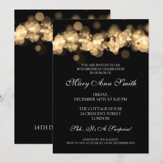 Elegant 80e verjaardag Gold Bokeh Lichten Kaart (Voorkant / Achterkant)