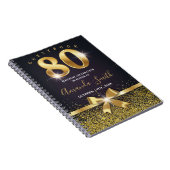 Elegant 80e verjaardag Gold Glitter Guest book Notitieboek (Rechterzijde)