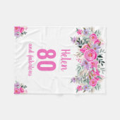 Elegant 80e verjaardag roze florale fleece deken (Voorkant (Horizontaal))