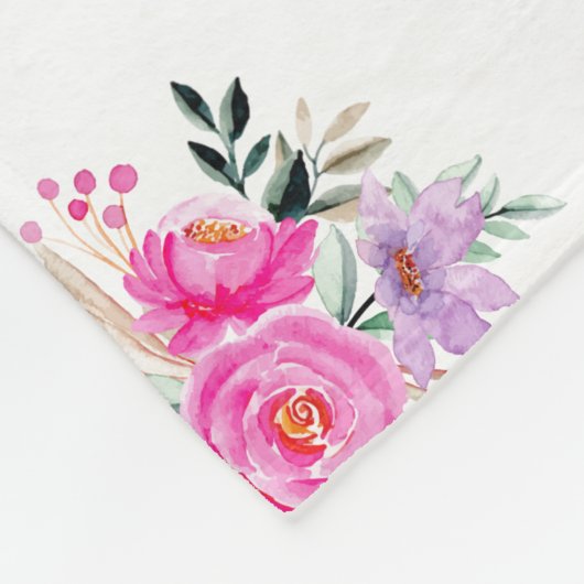 Elegant 80e verjaardag roze florale fleece deken (Hoek)