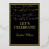 Elegant 80e verjaardag zwart goud folie uitnodiging (Achterkant)