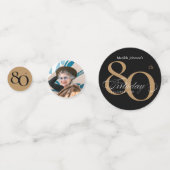 Elegant 80e verjaardag zwarte goudkalligrafie confetti (Voorkanten)