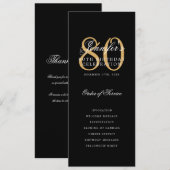 Elegant 80e verjaardagsprogramma Goud Zwart Bedank Kaart (Voorkant / Achterkant)
