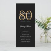 Elegant 80ste verjaardag programma Gold Black Beda (Staand voorkant)