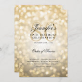 Elegant 80ste Verjaardag Programma Gold Bokeh w /  (Voorkant / Achterkant)