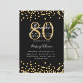 Elegant 80ste verjaardag programma Menu Gold Black (Staand voorkant)