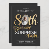 Elegant 80ste verjaardag verrassingsfeest programm kaart (Voorkant / Achterkant)