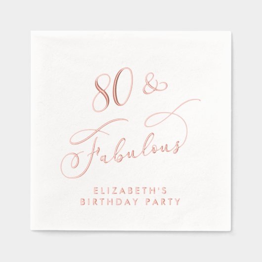 Elegant 80ste verjaardagsfeest Roos Gold Folie Servetten (Voorkant)