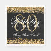 Elegant 80ste verjaardagsfeest Sparkles Gold Servet (Voorkant)