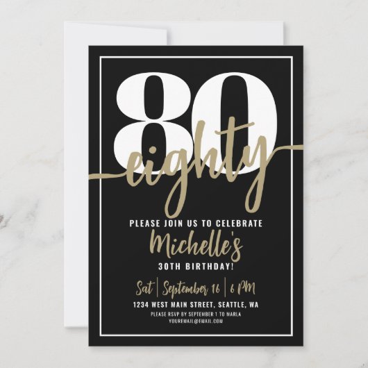 Elegant 80ste verjaardagsfeestje van Eighty Gold Kaart (Voorkant)
