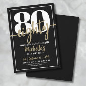 Elegant 80ste verjaardagsfeestje van Eighty Gold Kaart