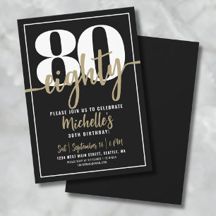 Elegant 80ste verjaardagsfeestje van Eighty Gold Kaart