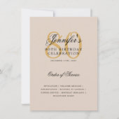 Elegant 80ste verjaardagsprogramma Gouden Menu Cha Kaart (Voorkant)