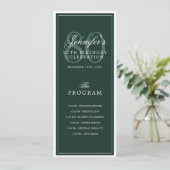 Elegant 80ste verpartijprogramma menu groen kaart (Staand voorkant)