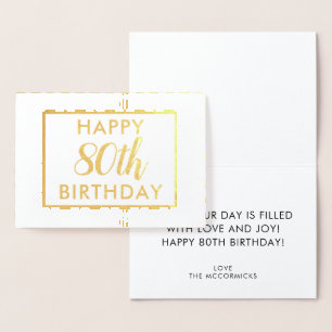 Elegant 80th Birthday Black Gold Stippen - Aangepa Folie Kaarten