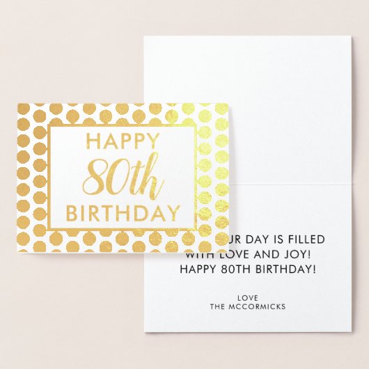 Elegant 80th Birthday Black Gold Stippen - Aangepa Folie Kaarten (Display)