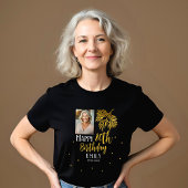 Elegant 80th Birthday Gold Foliage Photo Party Tri-Blend Shirt