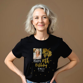 Elegant 80th Birthday Gold Foliage Photo Party Tri-Blend Shirt