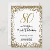 Elegant 80th Birthday Invitation For Her in Gold Kaart (Voorkant)