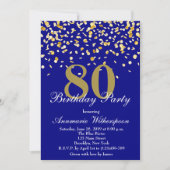 Elegant 80th Birthday Invitation Gold Confetti Kaart (Voorkant)