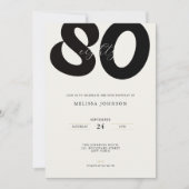 Elegant 80th Birthday Invitation - Minimal Style Kaart (Voorkant)