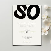 Elegant 80th Birthday Invitation - Minimal Style Kaart