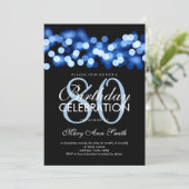 Elegant 80th Birthday Party Blue Hollywood Glam Kaart (Staand voorkant)