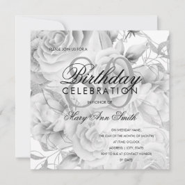 Elegant 80th Birthday Party Floral Silver White