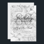 Elegant 80th Birthday Party Floral Silver White Kaart<br><div class="desc">Elegant 80th Birthday Party Floral Silver & White nodigt sjabloon uit.</div>