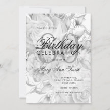 Elegant 80th Birthday Party Floral Silver White