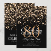 Elegant 80th Birthday Party Gold Midnight Glam Kaart (Voorkant / Achterkant)