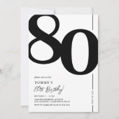 Elegant 80th Birthday Party Invitation Kaart (Voorkant)