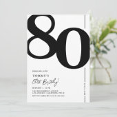 Elegant 80th Birthday Party Invitation Kaart (Staand voorkant)