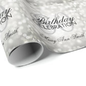 Elegant 80th Birthday Party Silver Glitter Lights Cadeaupapier (Rol Hoek)