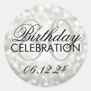 Elegant 80th Birthday Party Silver Glitter Lights Ronde Sticker