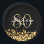 Elegant 80th Birthday Party Sparkles Gold Papieren Bordje<br><div class="desc">Elegant 80th Birthday Party Sparkles Gold design.</div>