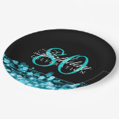 Elegant 80th Birthday Party Sparkles Turquoise Papieren Bordje (Gekanteld)