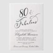 Elegant 80th Birthday Party Vellum Uitnodigingen (Voorkant)
