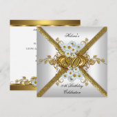 Elegant 80th Birthday Party White Daisy Gold Kaart (Voorkant / Achterkant)