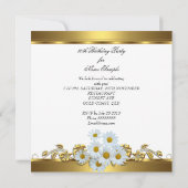 Elegant 80th Birthday Party White Daisy Gold Kaart (Achterkant)