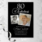 Elegant 80th Birthday Script Photo Folie Uitnodiging