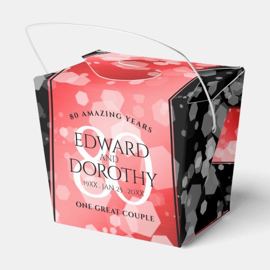 Elegant 80th Ruby Wedding Jubileum Bedankdoosjes (Achterkant)
