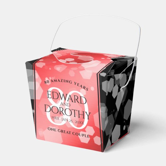 Elegant 80th Ruby Wedding Jubileum Bedankdoosjes (Voorkant Zijde)