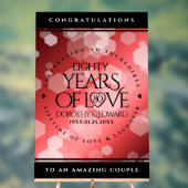 Elegant 80th Ruby Wedding Jubileum Celebration Acryl Bord (Neutraal)