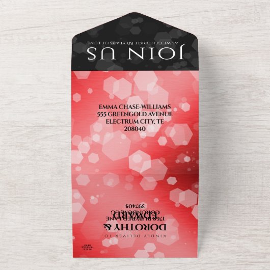 Elegant 80th Ruby Wedding Jubileum Celebration All In One Uitnodiging (Buitenkant)