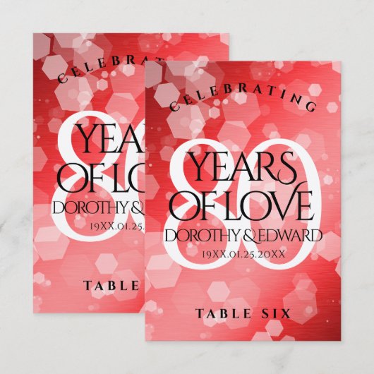 Elegant 80th Ruby Wedding Jubileum Celebration Bedankkaart (Voorkant / Achterkant)